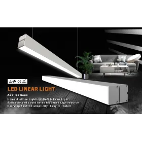 LED linear light  SMD 2835 180pcs, 3960LM, AC200-240V, CRI80,Alu + PC