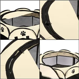 Universal dog and cat playpen 73 cm foldable cage beige-gray