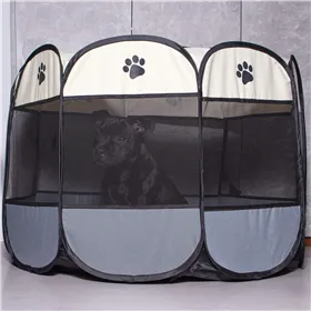 Universal dog and cat playpen 73 cm foldable cage beige-gray