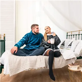 Women's oversize blanket sweatshirt 2in1 with hood warm graphite