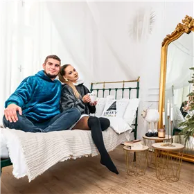 Women's oversize blanket sweatshirt 2in1 with hood warm graphite