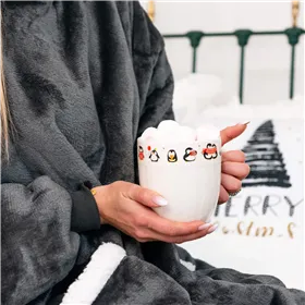 Women's oversize blanket sweatshirt 2in1 with hood warm graphite