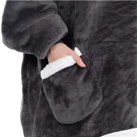 Women's oversize blanket sweatshirt 2in1 with hood warm graphite