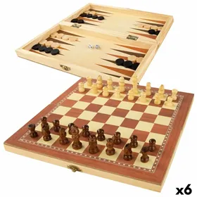 Chess and Checkers Board Colorbaby Backgammon Wood (6 Units)