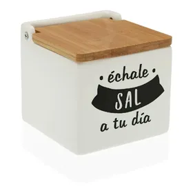 Salt Shaker with Lid Versa Ceramic Bamboo (10,5 x 11 x 11 cm)