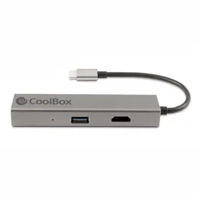 USB-keskitin CoolBox Hub miniDOCK4 USB-C Harmaa
