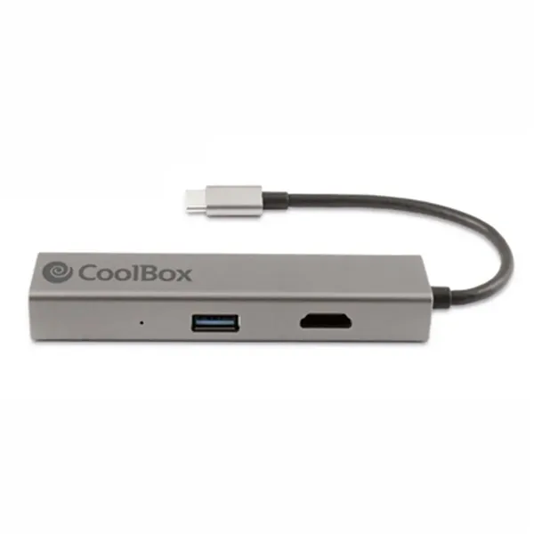 USB-keskitin CoolBox Hub miniDOCK4 USB-C Harmaa