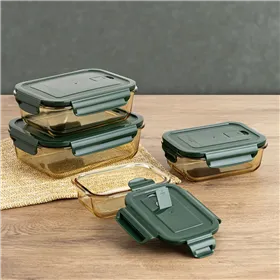 Buy ftom BrightLAB Hermetic Lunch Box Bidasoa Infinity Rectangular Green Yellow Glass 630 ml
