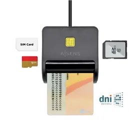 DNI/SIP-kortinlukija Aisens ASCR-SN02SD-BK Musta