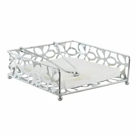 Napkin holder DKD Home Decor Marguerite Silver Metal Plastic 18 x 19 x 6 cm