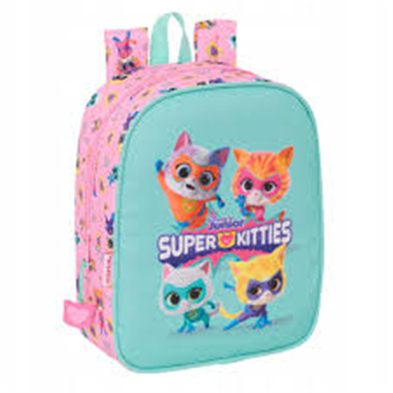 School Bag SuperKitties Pink Turquoise 22 x 27 x 10 cm