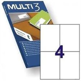 Printer Labels MULTI 3 White Upright 100 Sheets 105 x 148 mm (4 Units)