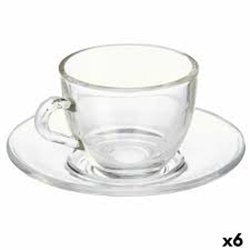 Cup with Plate Vivalto S12212/BHA Transparent Glass 85 ml (6 Units)